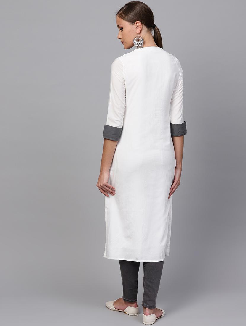 embroidered straight kurta - 16228757 - Zoom Image - 3