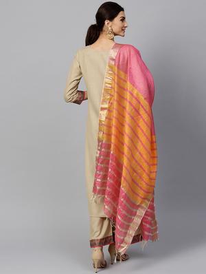 straight kurta palazzo dupatta set - 16228896 - Standard Image - 3