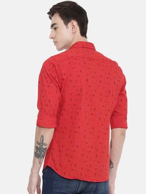 red printed casual shirt - 16229037 - Standard Image - 3