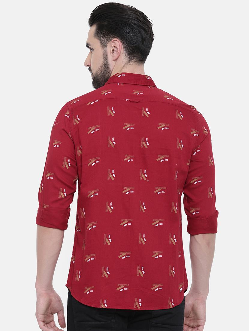 red cotton casual shirt - 16229039 - Zoom Image - 3