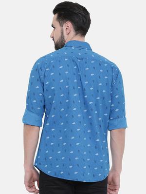 blue printed casual shirt - 16229049 - Standard Image - 3