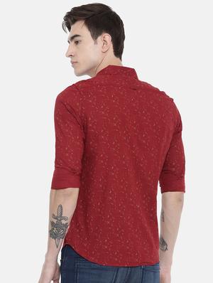 red printed casual shirt - 16229073 - Standard Image - 3