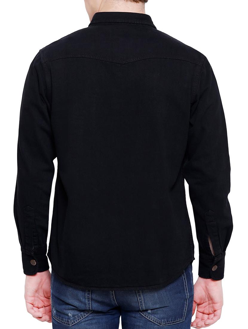 black denim casual shirt - 16229807 - Zoom Image - 3
