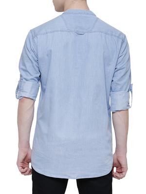 blue solid casual shirt - 16229810 - Standard Image - 3