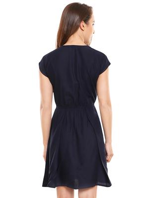 gathered solid skater dress - 16230655 - Standard Image - 3