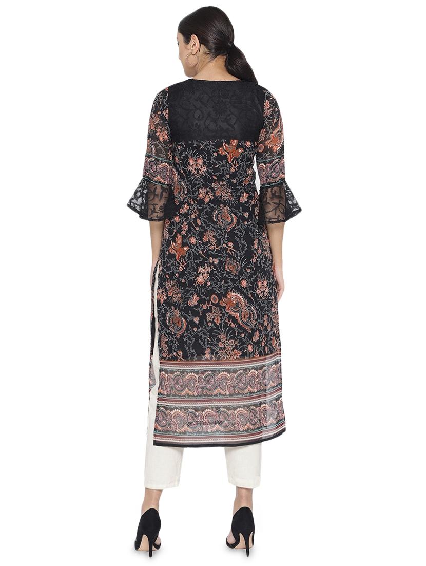 printed straight kurta - 16231260 - Zoom Image - 3