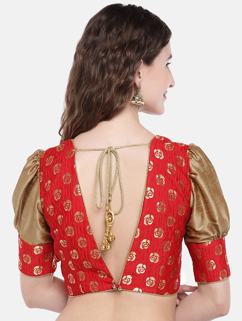 Puff sleeved brocade blouse - 16231845 - Zoom Image - 3