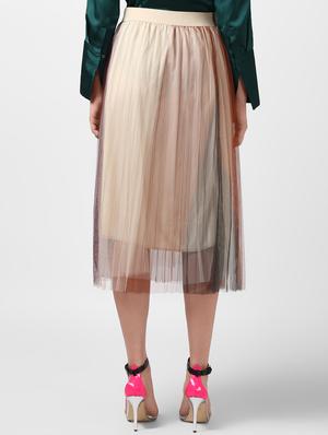 high rise mesh pleated a-line skirt - 16233893 - Standard Image - 3