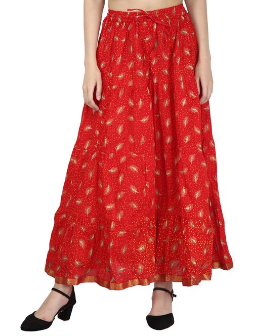 foil printed flared skirt - 16234400 - Standard Image - 1