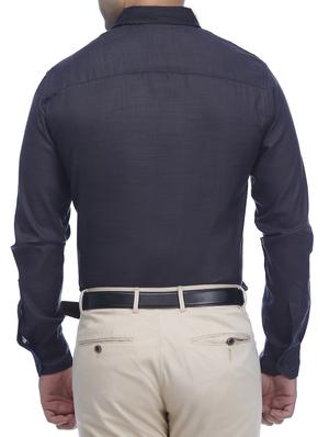 blue solid formal shirt - 16234992 - Standard Image - 3