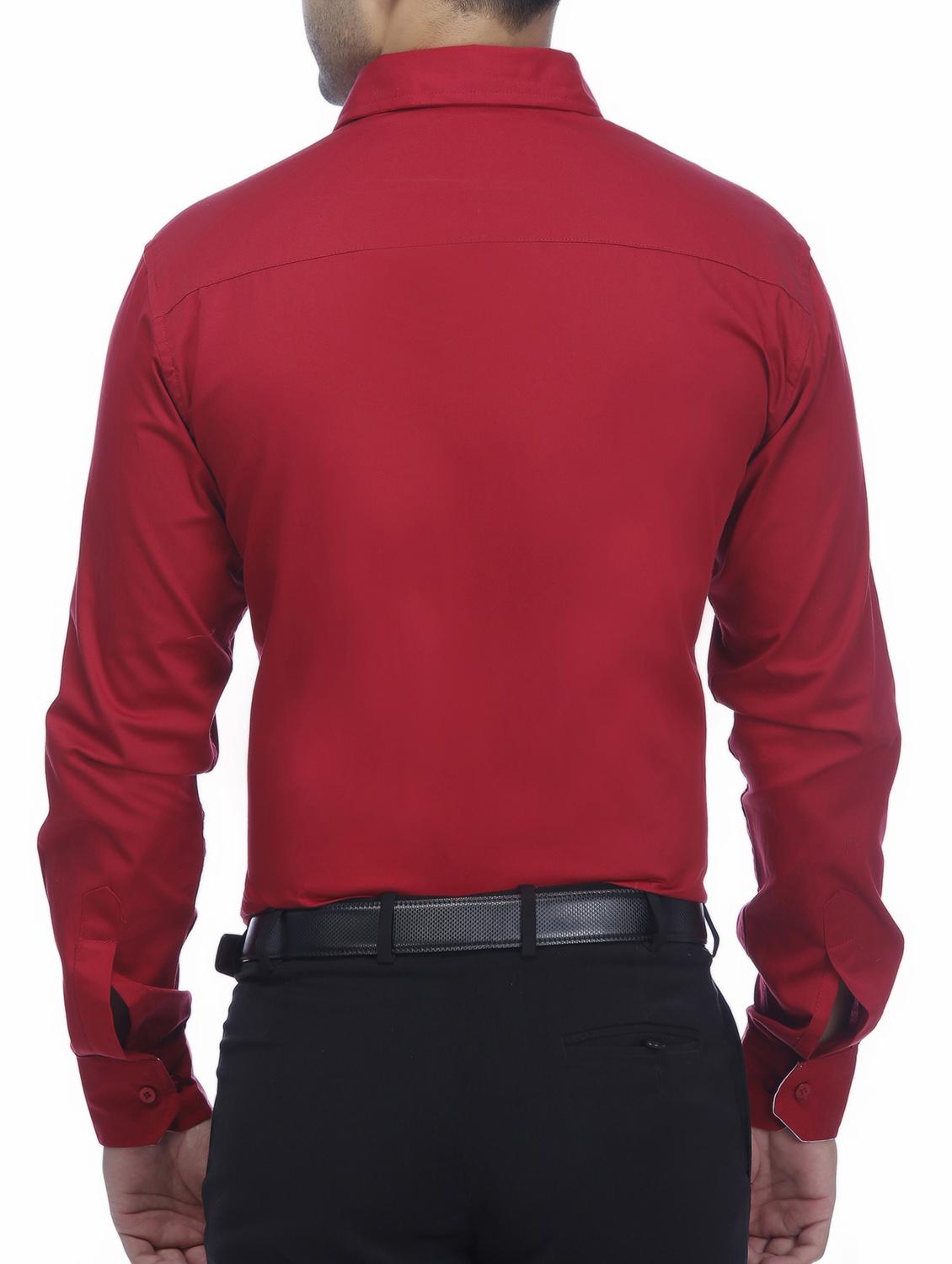 red solid formal shirt - 16234998 - Zoom Image - 3