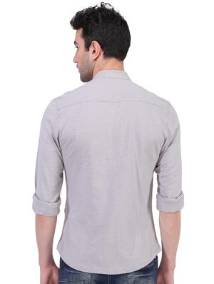 grey solid casual shirt - 16235014 - Standard Image - 3