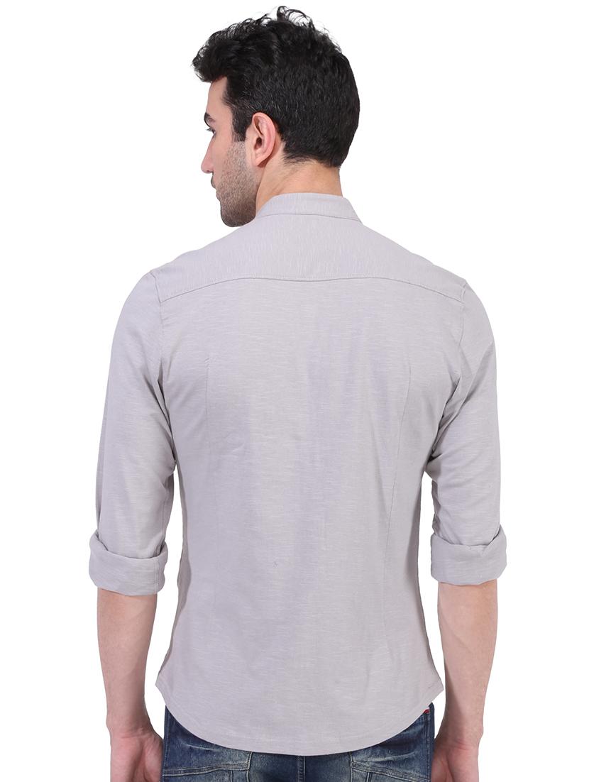 grey solid casual shirt - 16235014 - Zoom Image - 3