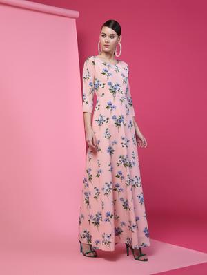 round neck floral maxi dress - 16235159 - Standard Image - 3