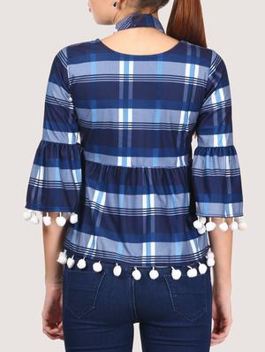 blue hosery blouson top - 16235193 - Standard Image - 3