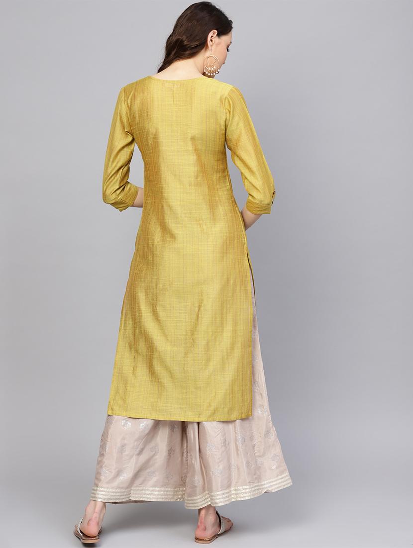 solid straight kurta - 16235676 - Zoom Image - 3