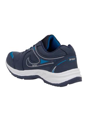 navy blue leatherette sport shoes - 16235926 - Standard Image - 3