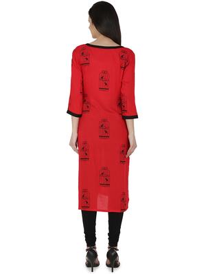 conversational printed straight kurta - 16236653 - Standard Image - 3
