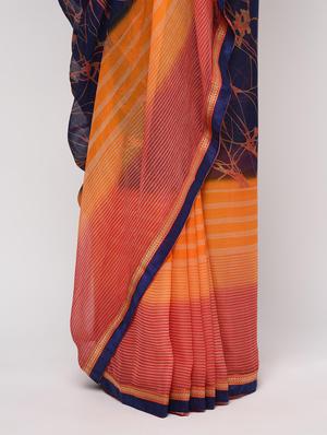 zari bordered printed saree with blouse - 16236729 - Standard Image - 3
