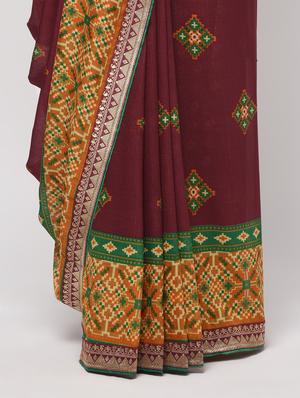 bordered woven saree with blouse - 16236732 - Standard Image - 3