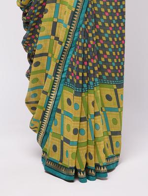 checkered print saree with blouse - 16236739 - Standard Image - 3