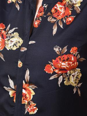 mandarin neck floral flared dress - 16237066 - Standard Image - 6