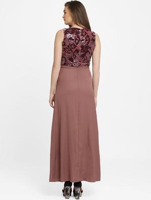 sequined overlap neck maxi dress - 16237269 - Standard Image - 3