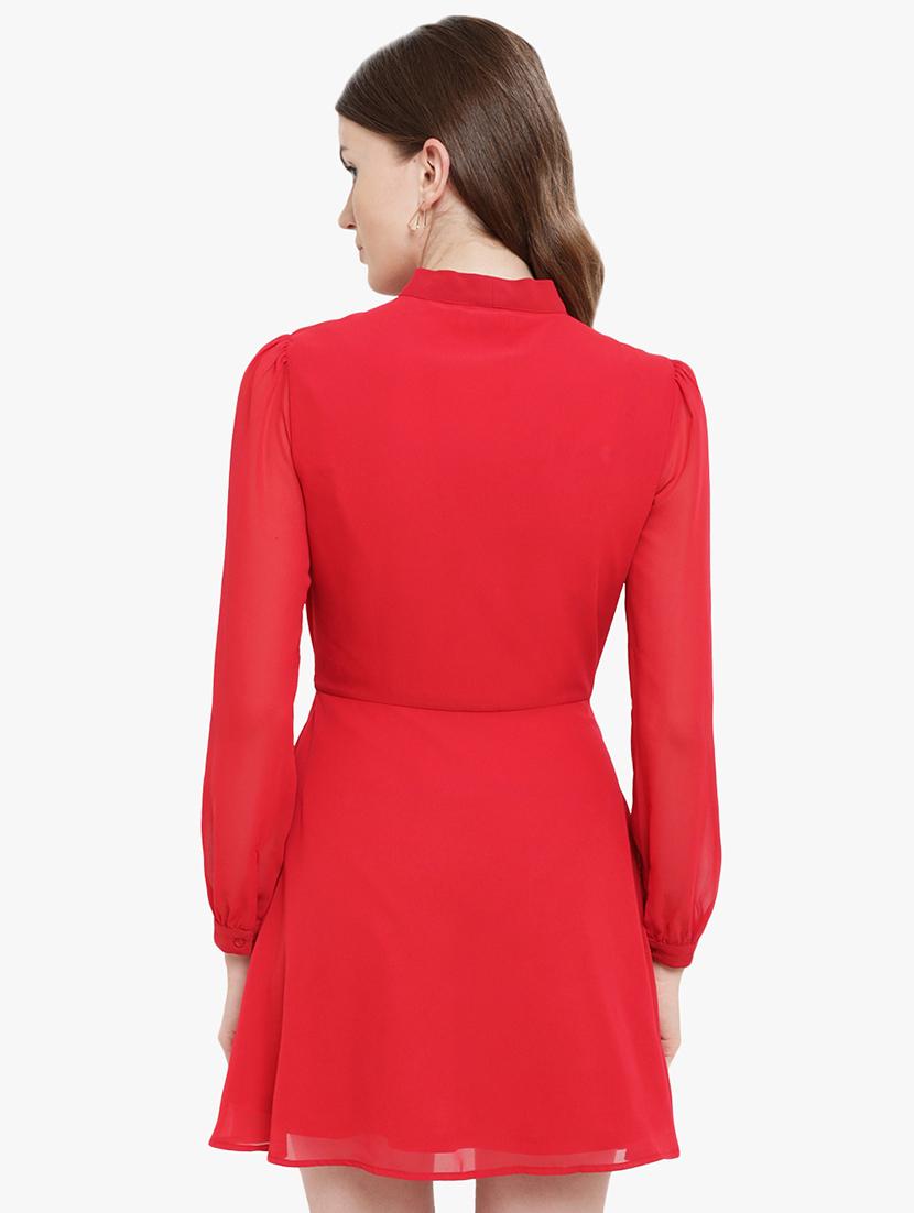 tie knot neck a-line dress - 16237304 - Zoom Image - 3
