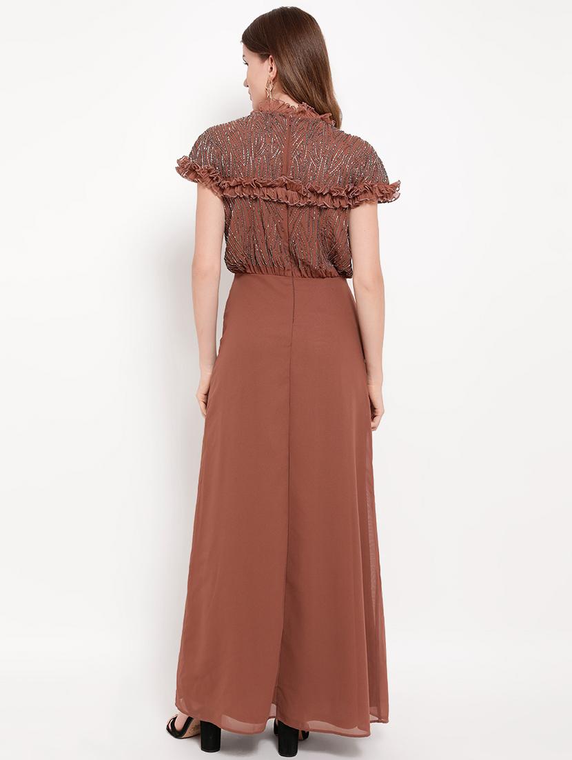frill detail embellished gown - 16237306 - Zoom Image - 3