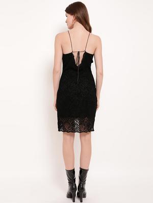 tie back laced bodycon dress - 16237324 - Standard Image - 3