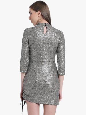 mock neck metallic sheath dress - 16237325 - Standard Image - 3