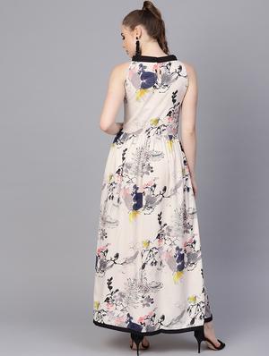 contrast binding floral maxi dress - 16237394 - Standard Image - 3