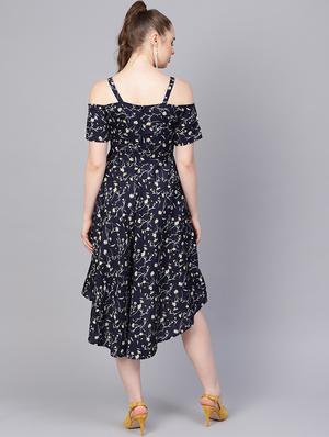 cold shoulder floral high low dress - 16237398 - Standard Image - 3