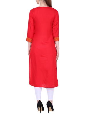Embroidered straight kurta - 16237902 - Standard Image - 3