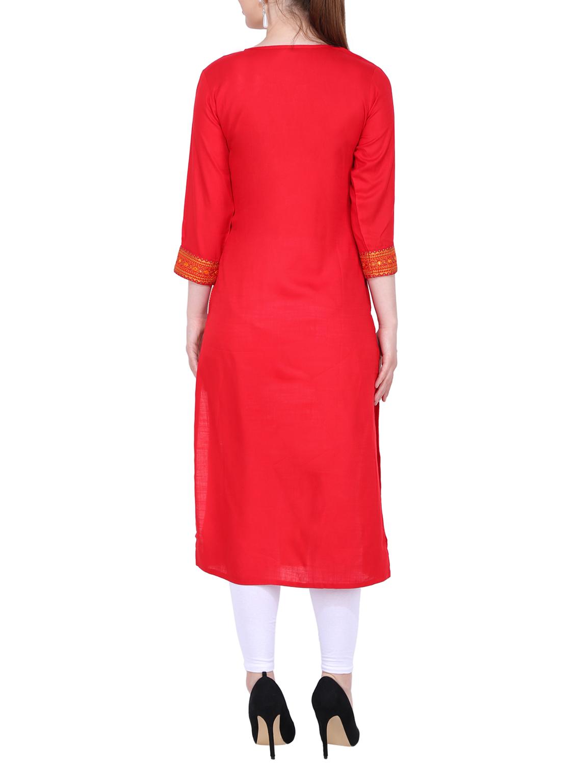 Embroidered straight kurta - 16237902 - Zoom Image - 3