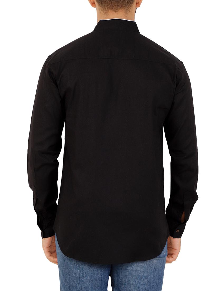 black solid casual shirt - 16238280 - Zoom Image - 3
