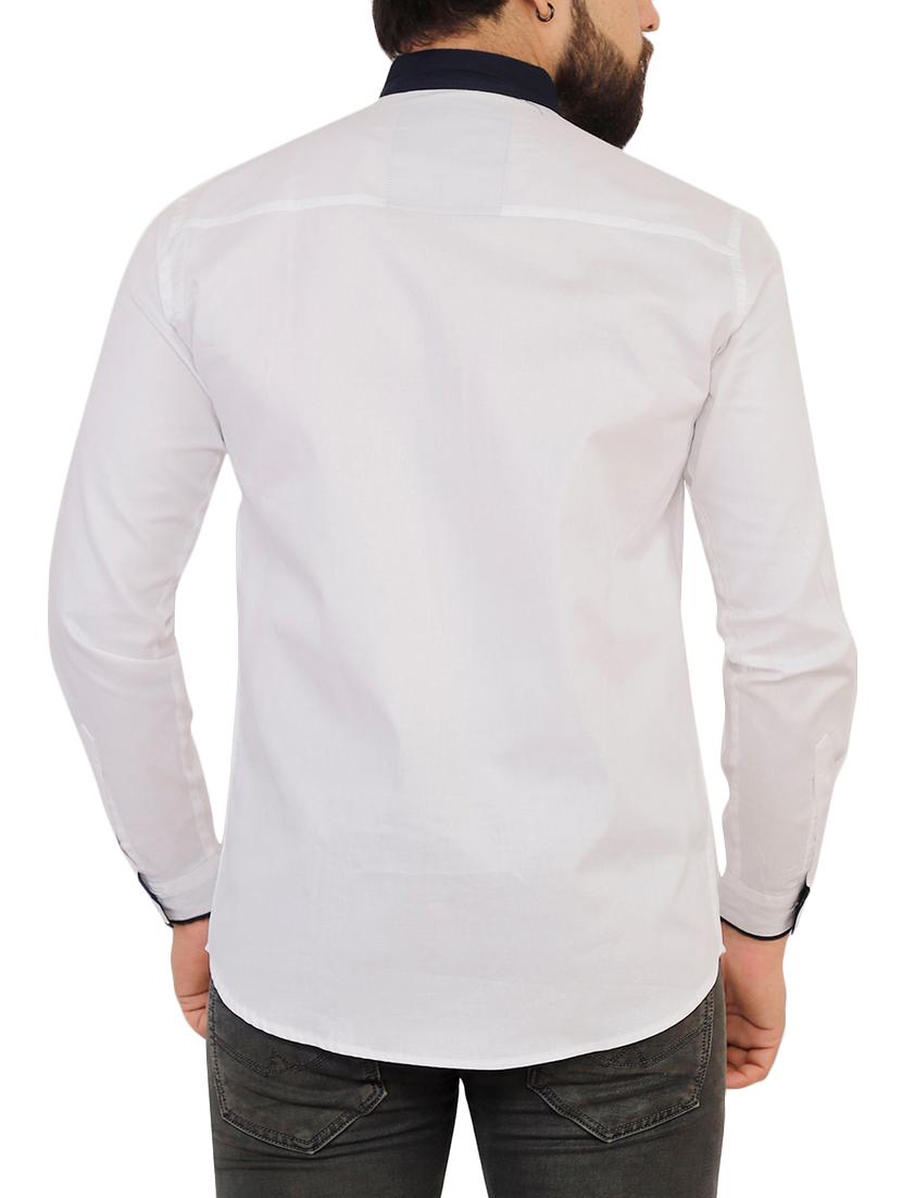 white solid casual shirt - 16238322 - Zoom Image - 3