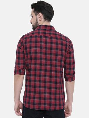 maroon checkered casual shirt - 16238414 - Standard Image - 3