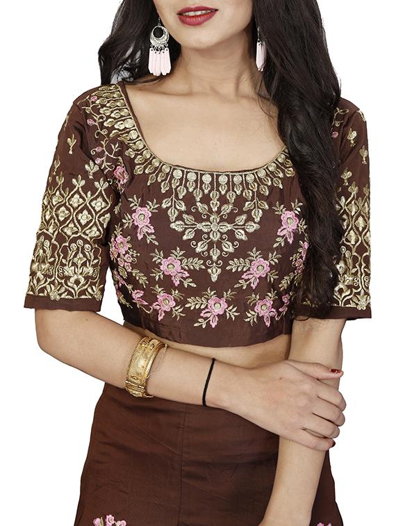 floral embroidered flared lehenga - 16239113 - Zoom Image - 3