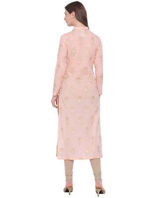 foil printed straight kurta - 16239722 - Standard Image - 3