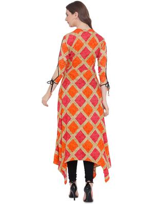 geometrical printed asymmetric kurta - 16239725 - Standard Image - 3