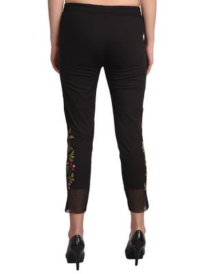 black cotton straight tapered pant - 16239808 - Standard Image - 3