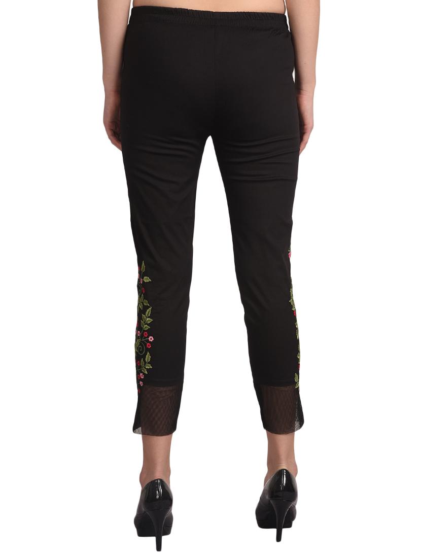 black cotton straight tapered pant - 16239808 - Zoom Image - 3