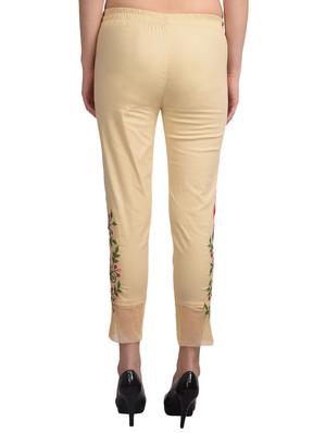 beige cotton straight tapered pant - 16239810 - Standard Image - 3