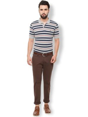 brown solid chinos - 16239988 - Standard Image - 3