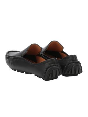 black leatherette slip on loafers - 16240804 - Standard Image - 3