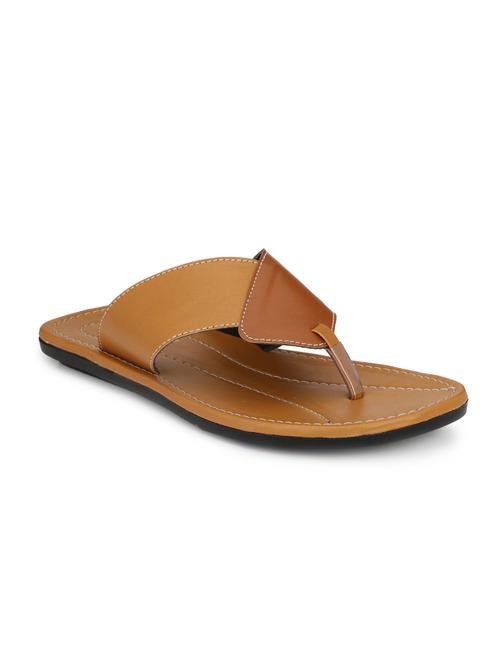 tan leatherette toe separator slippers - 16241399 - Standard Image - 1