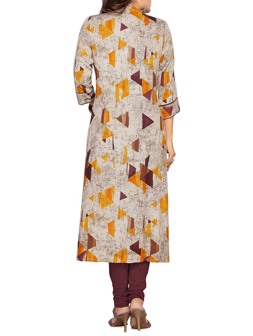 geometrical printed straight kurta - 16241435 - Zoom Image - 3