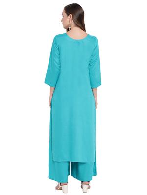 Block printed kurta with palazzo set - 16242351 - Standard Image - 3
