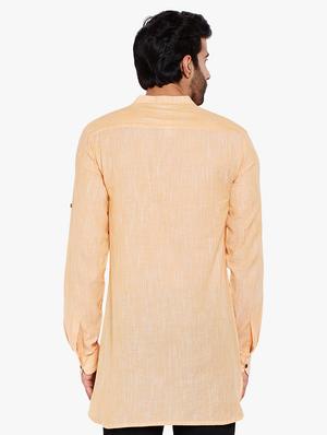 yellow solid short kurta - 16242799 - Standard Image - 3